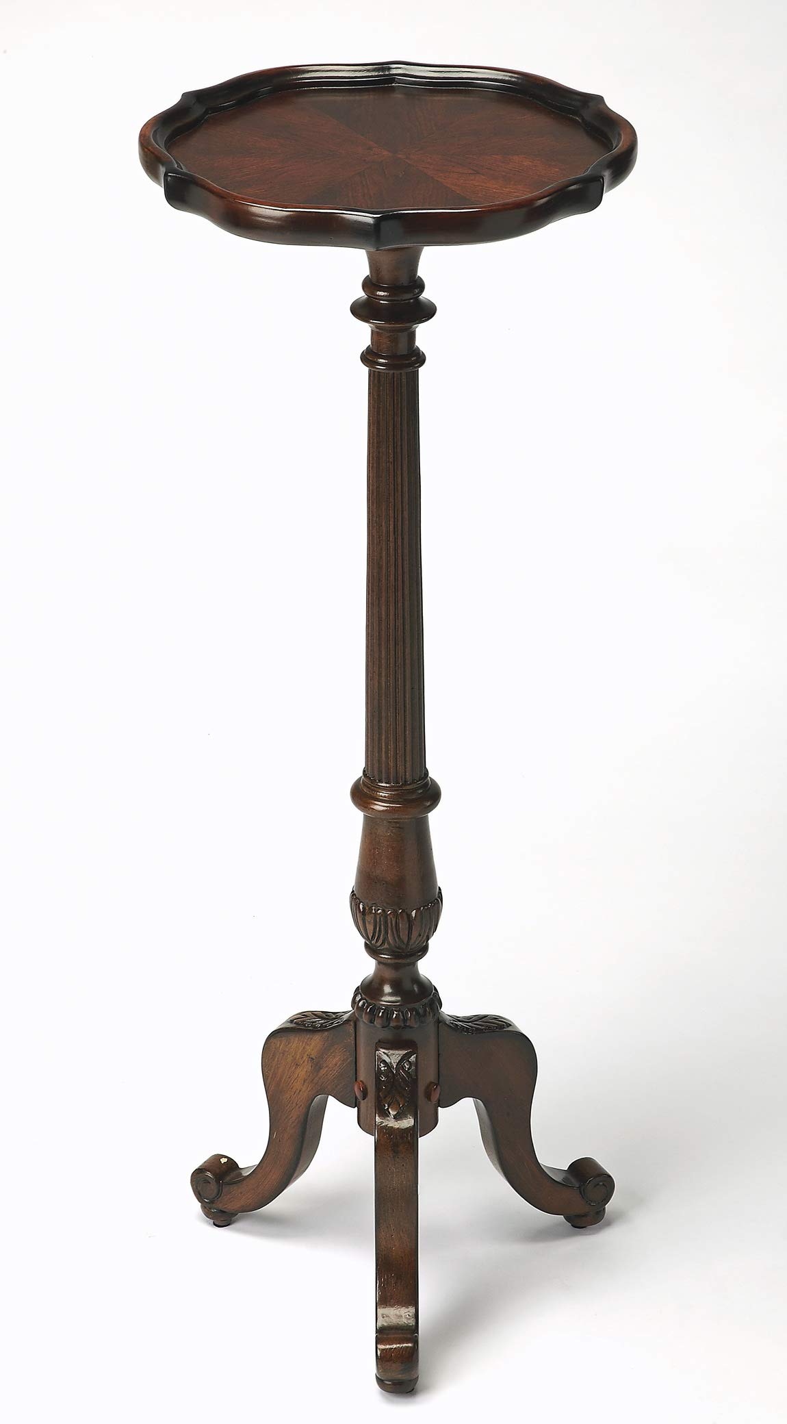 Kensington Row Berwyck Pedestal Accent Table - Cherry Finish Plant Stand - Elegant Home Decor for Living Room, Bedroom & Office