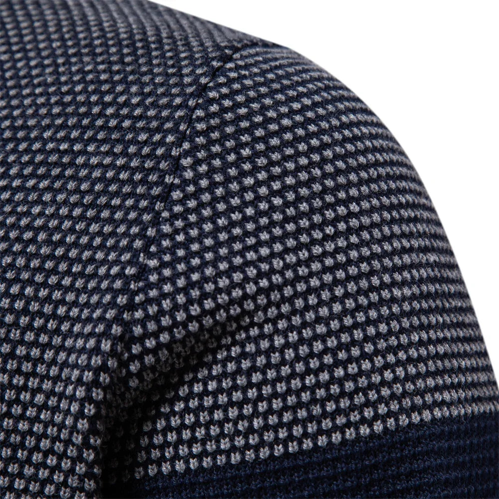 Men's Autumn Winter Patchwork Sweaters - 100% Cotton Warm Pullover Casual Knitwear for Social Gatherings | Cozy Fall & Winter Fashion for Office, Dating & Outdoor Activities