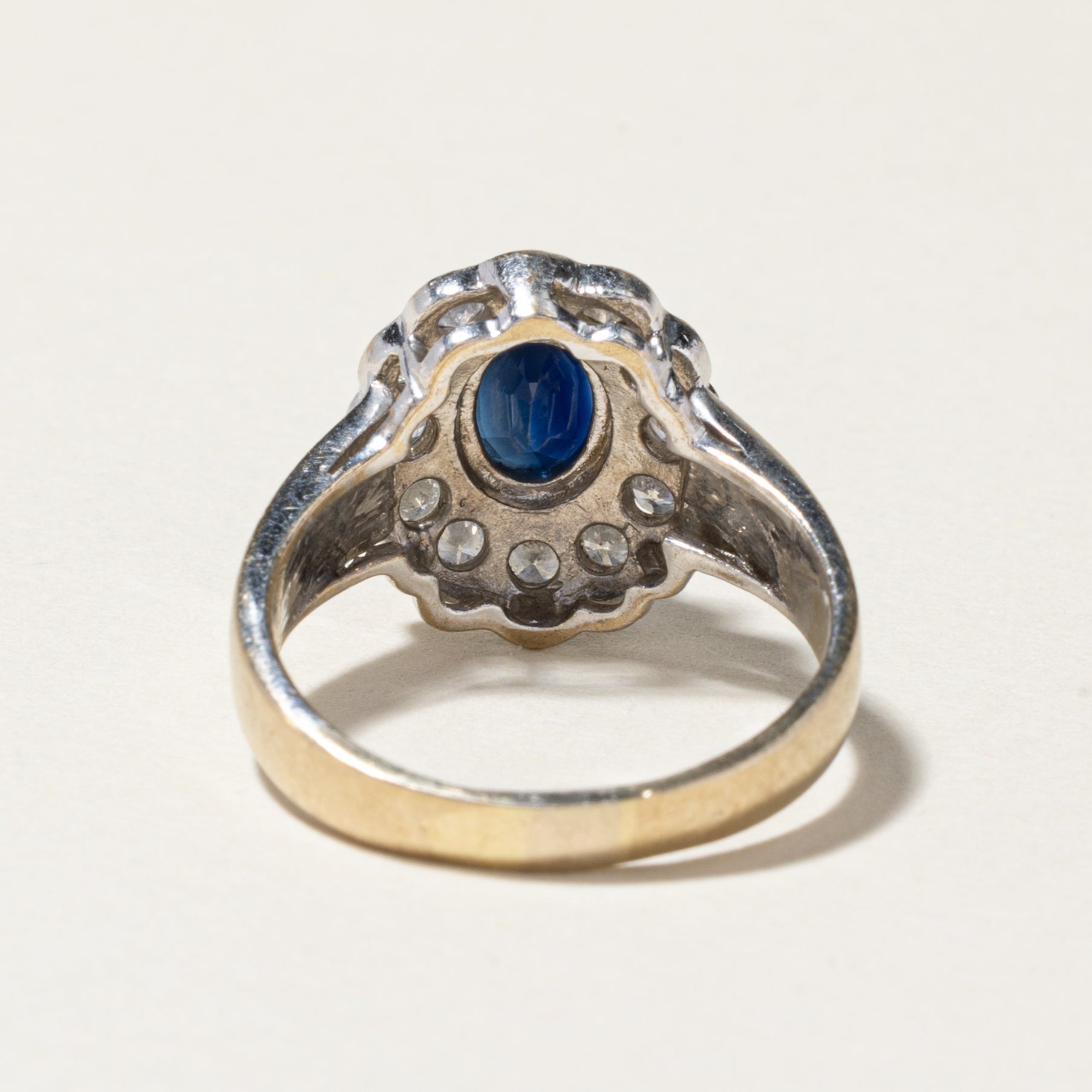 18K White Gold Halo Blue Sapphire & Diamond Engagement Ring | 1.35ct Sapphire & 0.48ctw Diamonds | Size 6.5 | Perfect for Wedding, Proposal & Anniversary Gifts