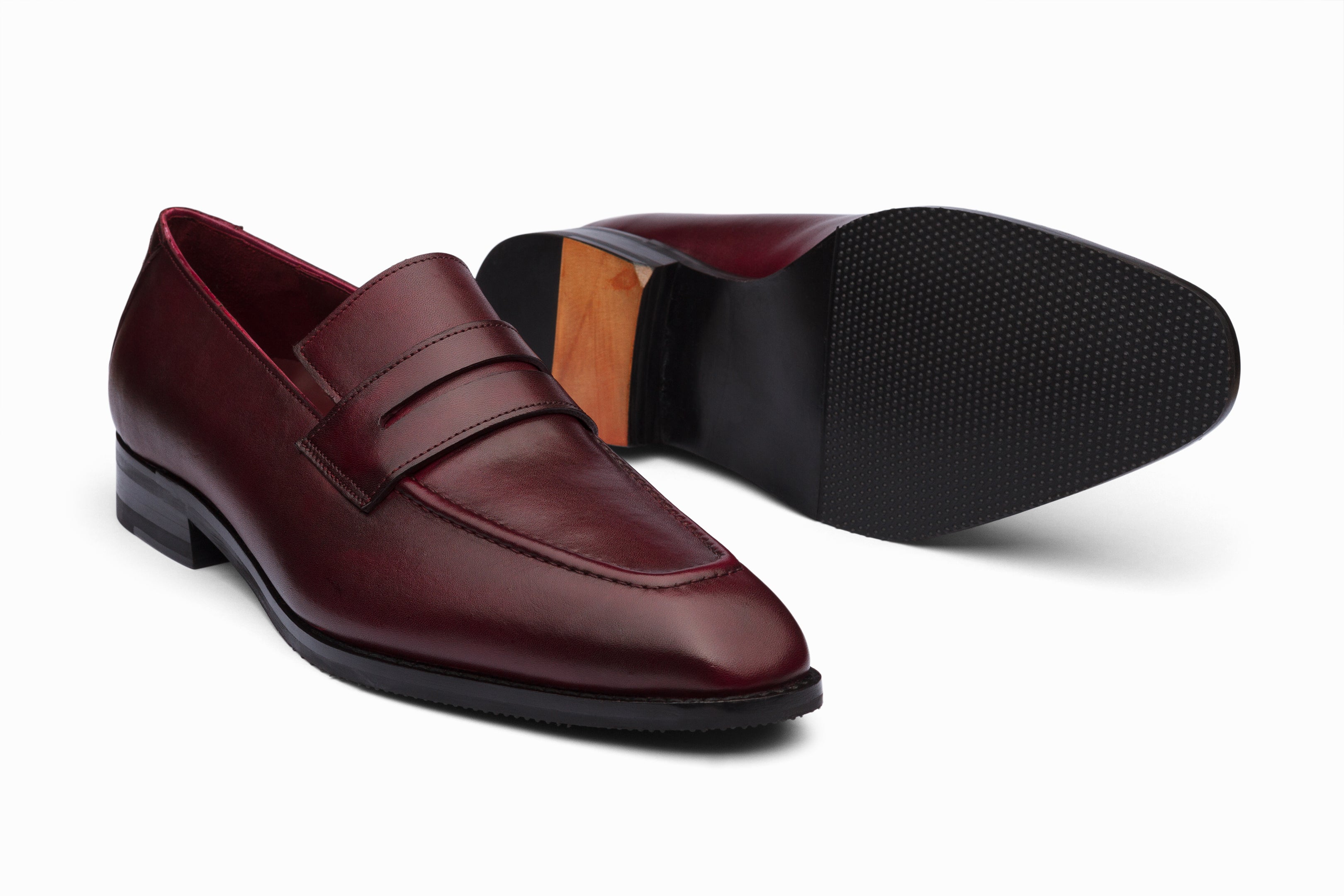 Vegano Penny Loafers for Men & Women - Genuine Leather Slip-On Shoes in Dark Burgundy - Comfortable & Stylish for Office, Casual Wear & Travel