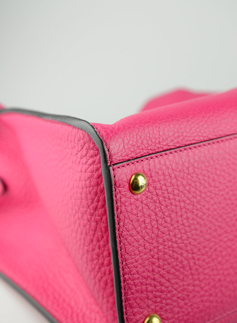 Fendi Selleria Peekaboo Isseu X Lite Fuchsia Leather Handbag - Luxury Designer Crossbody Bag for Women, Perfect for Work, Travel & Evening Events