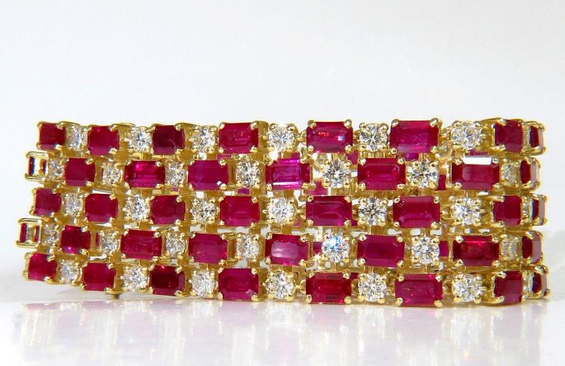 GIA Certified Natural Ruby and Diamond Cuff Bracelet in 18kt Gold - Elegant Jewelry for Women, Perfect for Weddings, Anniversaries & Special Occasions