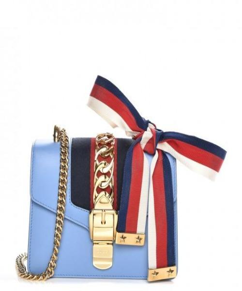 Gucci Sylvie Leather Mini Chain Bag Light Blue - Luxury Designer Crossbody Purse for Women | Perfect for Parties, Dates & Everyday Use