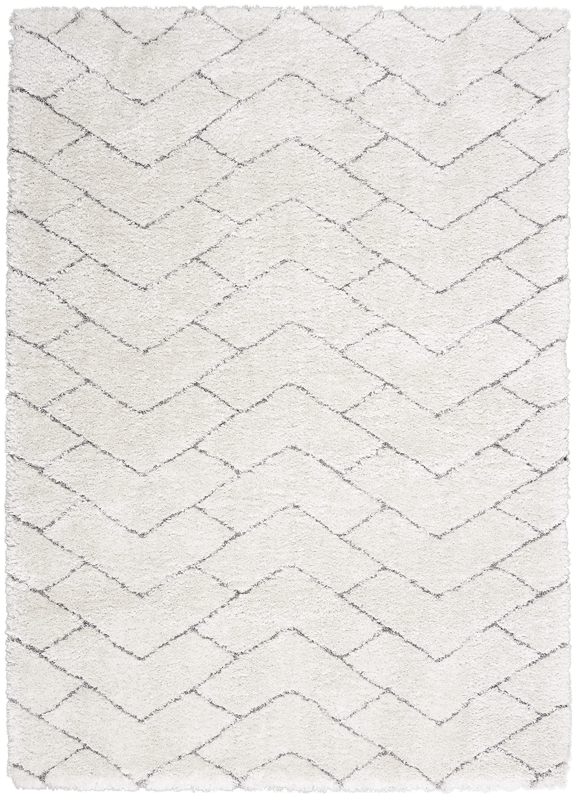 Nourison Luxurious Shag Abstract Ivory/Grey 5'3