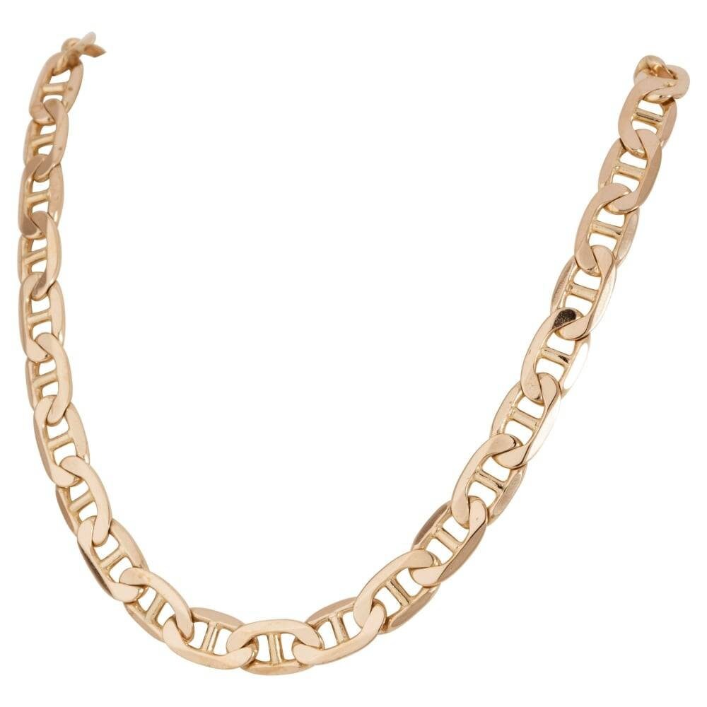 14K Solid Gold Medium Curbed Anchor Chain Necklace - 3.7mm Thick Rope Style for Men & Women - 16 18 20 24 Inch Lengths - Perfect for Layering, Everyday Wear & Gift Giving