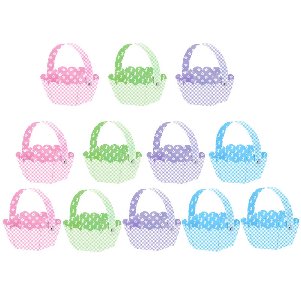 12-Piece Easter Egg Basket Set - Small Paper Easter Candy Gift Baskets for Kids, Easter Party Favors & Egg Hunt Decorations - Perfect for Easter Celebrations, Classroom Treats & Spring Festivities