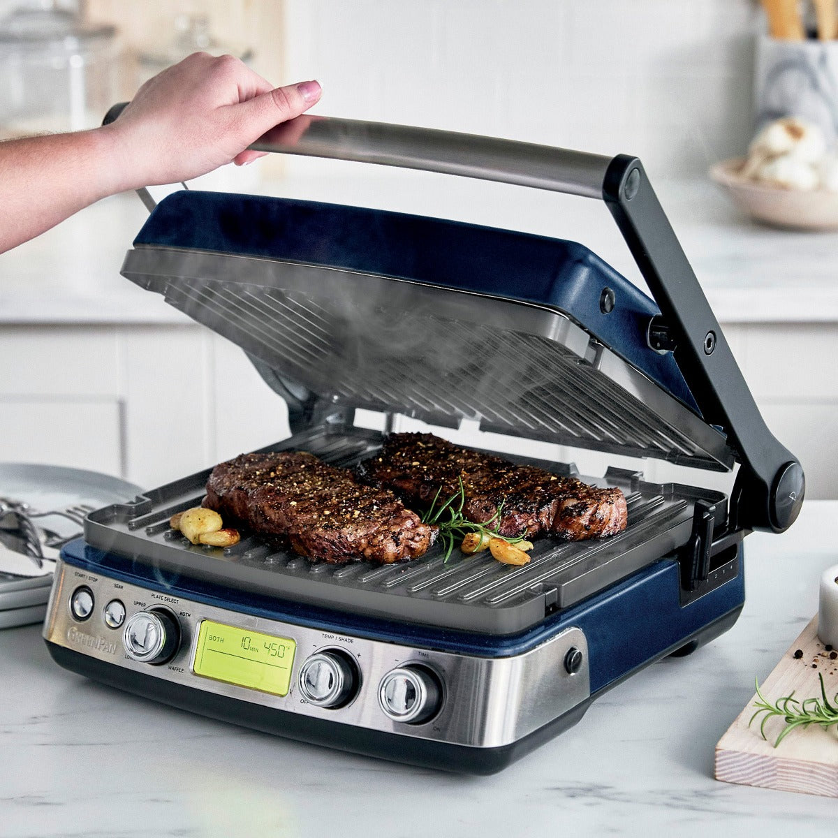 Elite 3-in-1 Multi Grill, Griddle & Waffle Maker - Nonstick Electric Cooker with Adjustable Temperature | Perfect for Breakfast, BBQ & Family Gatherings | Oxford Blue Kitchen Appliance