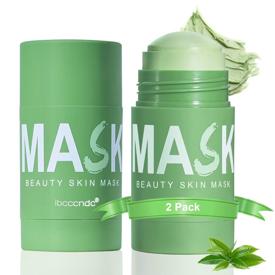 Green Tea Deep Cleansing Face Mask - Blackhead Remover & Pore Minimizing Stick for Purifying, Moisturizing & Oil Control (2 Pack) | Unisex Skincare for Acne-Prone & Oily Skin | Perfect for Daily Detox & Spa Night Routine