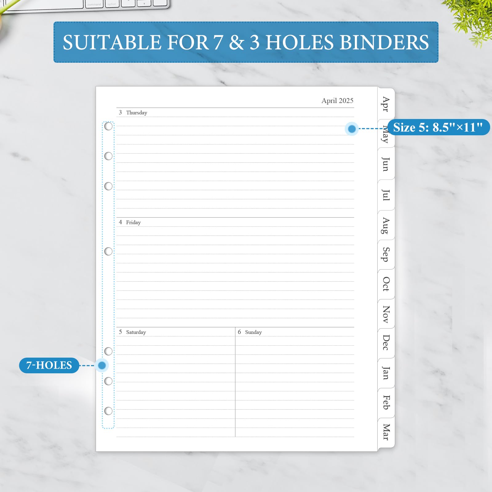 2025-2026 Weekly & Monthly Planner Refill Inserts - 8.5