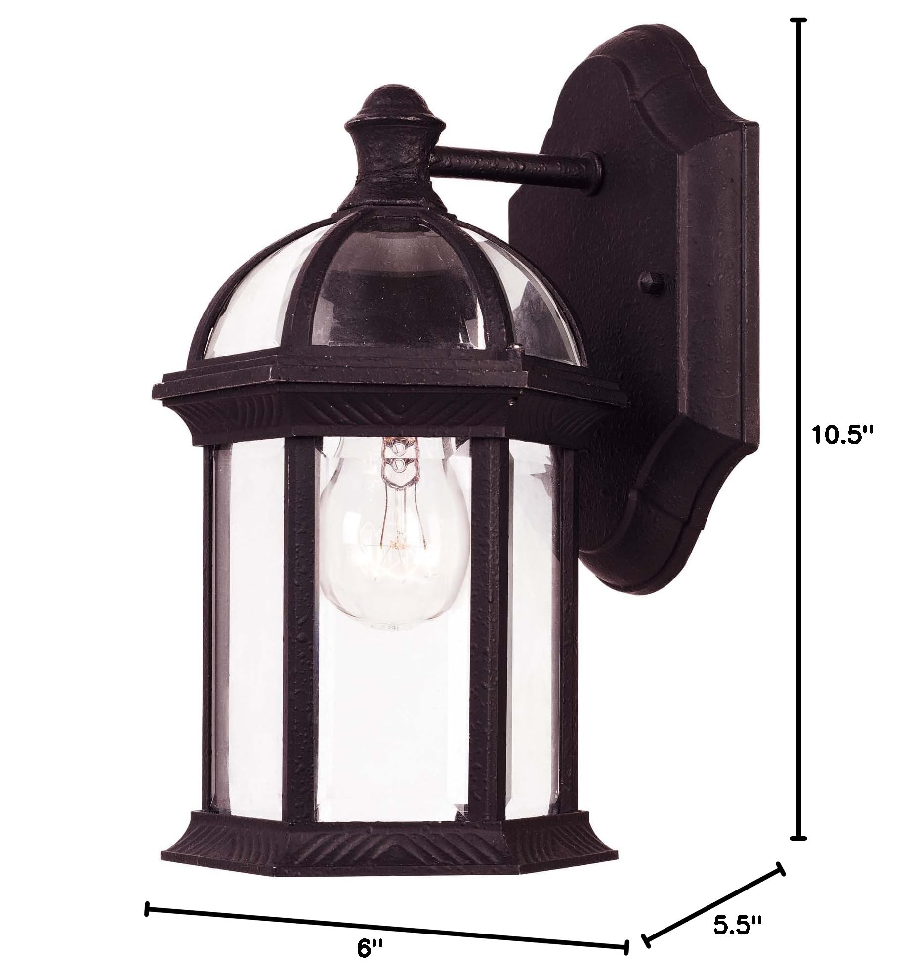 Savoy House 5-0629-BK Black One Light Wall Mount Lantern - Outdoor Porch Lighting, Entryway Decor, Patio Wall Sconce for Home Exterior