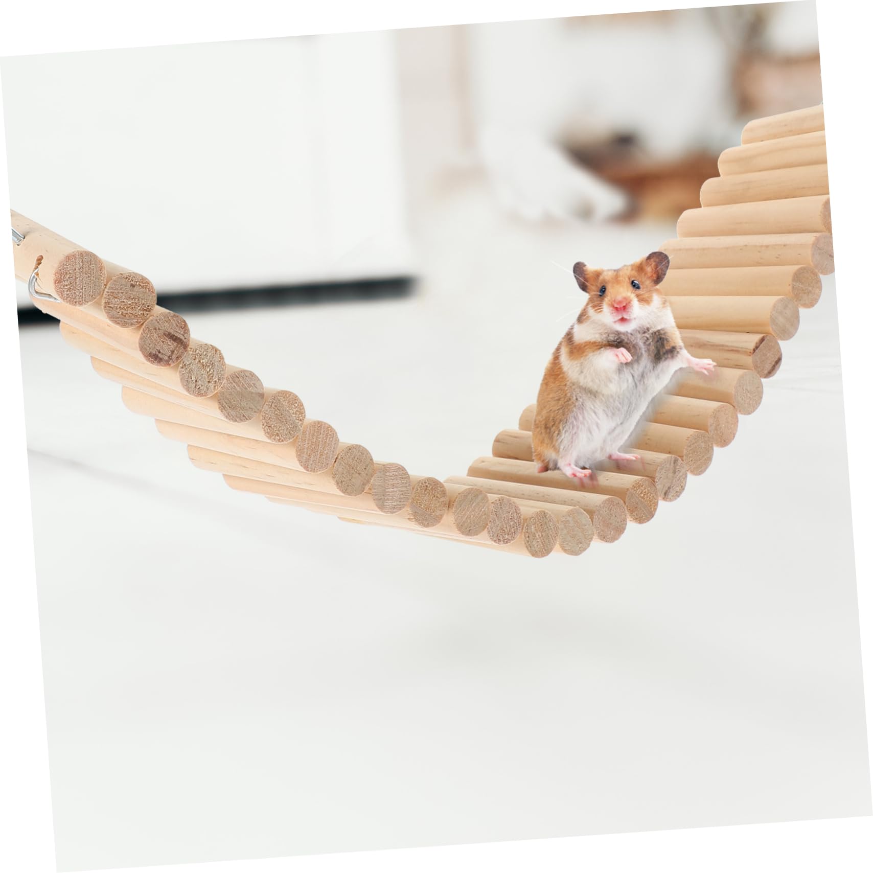 1pc Wooden Hamster Ladder Toy - Natural Wood Climbing Bridge for Small Pets, Chewable Suspension Bridge for Hamsters & Birds - Perfect for Cage Climbing & Playtime Activities