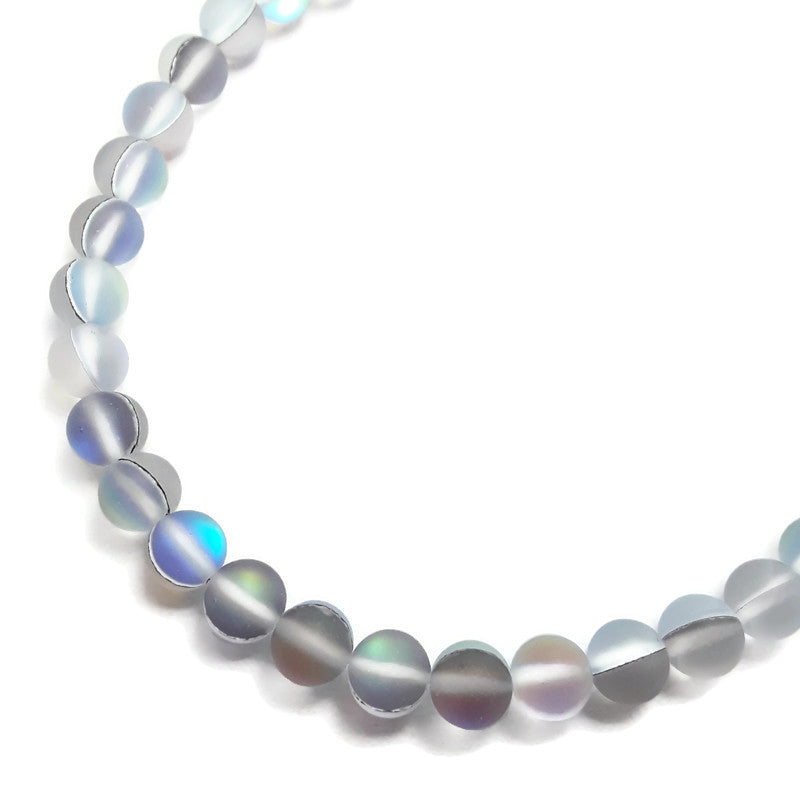Frosted Mystic Aura Glass Beads - 7mm & 8mm Sizes in Gray, White, Blue, Yellow, Pink, Purple - 13 Strand Pack for Jewelry Making, DIY Crafts, and Home Decor