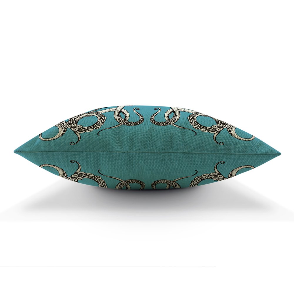 Octopus Throw Pillow Cover 18x18 Inch - Soft Cotton Linen Decorative Cushion Case for Sofa, Bed & Home Decor - Blue Ocean Animal Theme - Perfect for Living Room, Nursery & Coastal Style Bedrooms