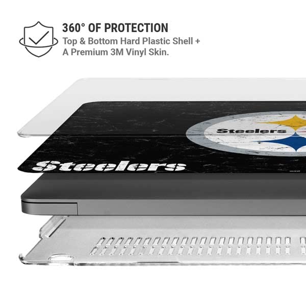 Official NFL Pittsburgh Steelers Distressed Design Skin & Case for MacBook Pro 14-inch (2021) - Protective Cover Compatible with M1 Chip Laptop - Perfect for Work, Travel & School Accessories