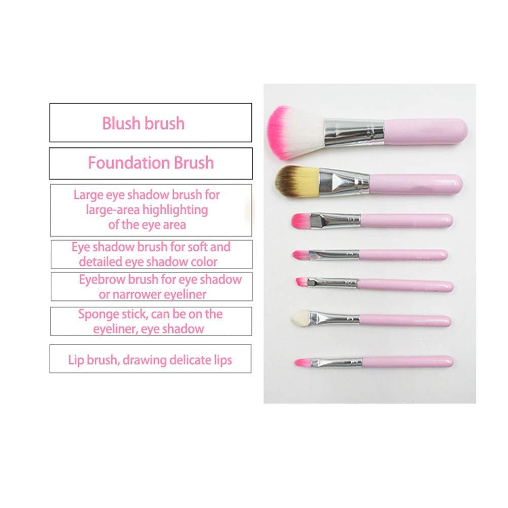 Miss Hot Professional Makeup Brush Set - 7 Piece Pink Cosmetic Brushes for Foundation, Blending & Contouring | Perfect for Travel & Everyday Makeup