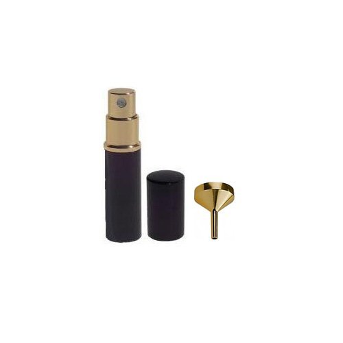 5ml Travel Perfume Spray Atomizer Bottle with Golden Metal Funnel - Portable Refillable Fragrance Dispenser for Women & Men - Perfect for Airplane Travel, Gym Bag & Purse Essentials