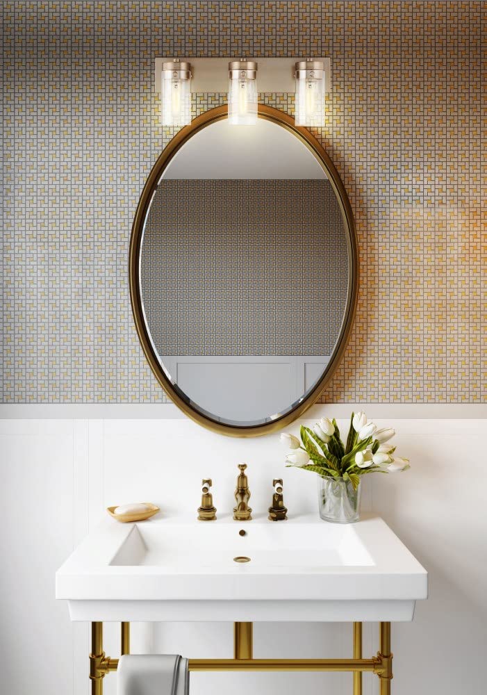 Nuvo Lighting Intersection 3-Light Bathroom Vanity in Burnished Brass - Perfect for Modern Bathrooms, Powder Rooms & Home Decor