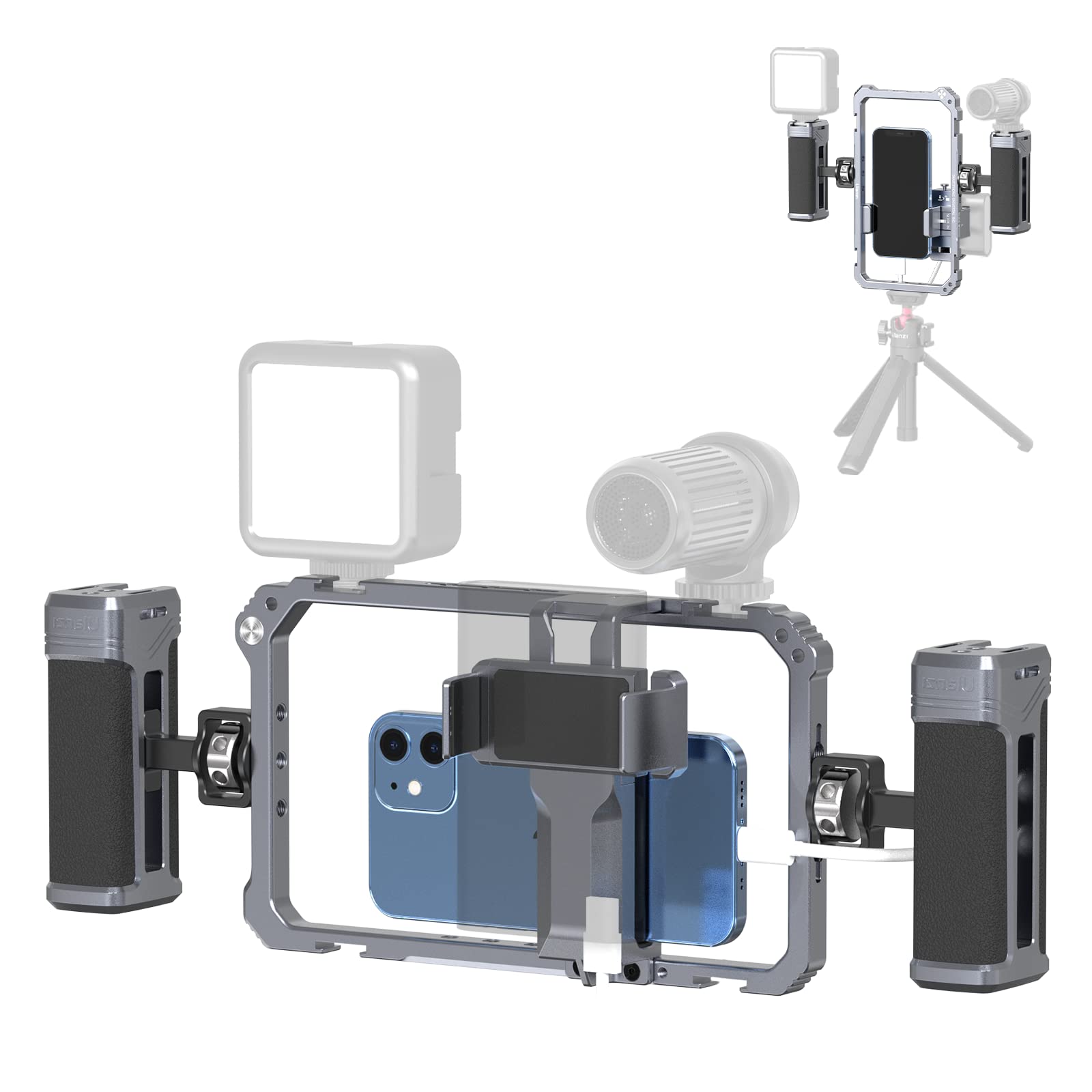 ULANZI Universal Aluminum Phone Video Rig Kit with Handles - Handheld Stabilizer Grip for iPhone 16/15/14/13/12/11/X/8 Plus & Android Smartphones - Perfect for Vlogging, Filmmaking & Content Creation