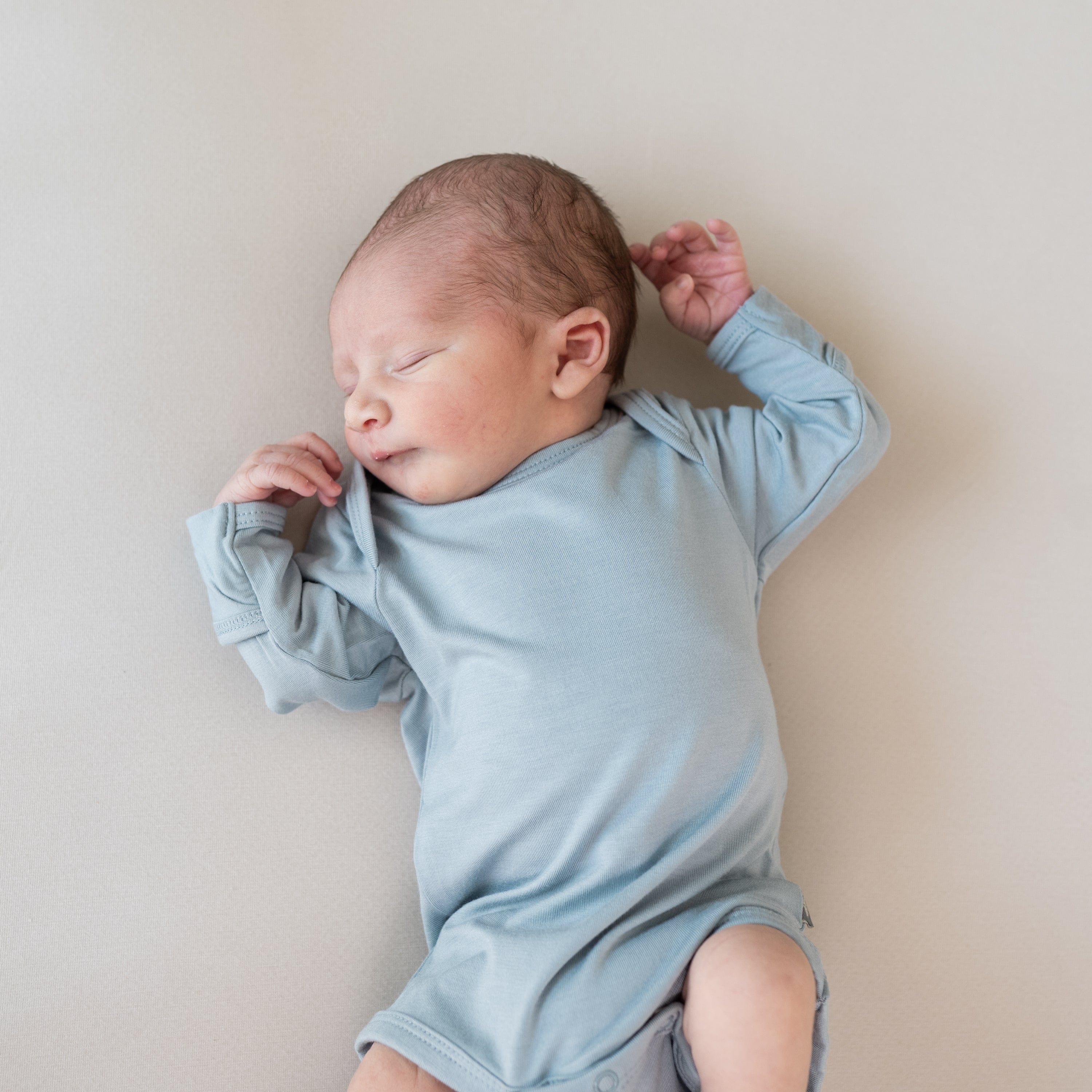 Women's Long Sleeve Bodysuit in Soft Fog Color - Stretchy Comfort for Layering, Workwear & Everyday Outfits
