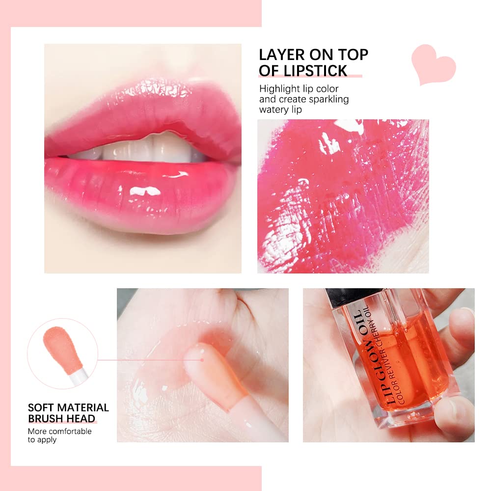 Hydrating Lip Glow Oil - Moisturizing & Plumping Lip Gloss, Non-Sticky Long Lasting Tinted Lip Oil with Rosewood (#012) to Reduce Lip Lines | Perfect for Daily Hydration, Night Care & Makeup Looks