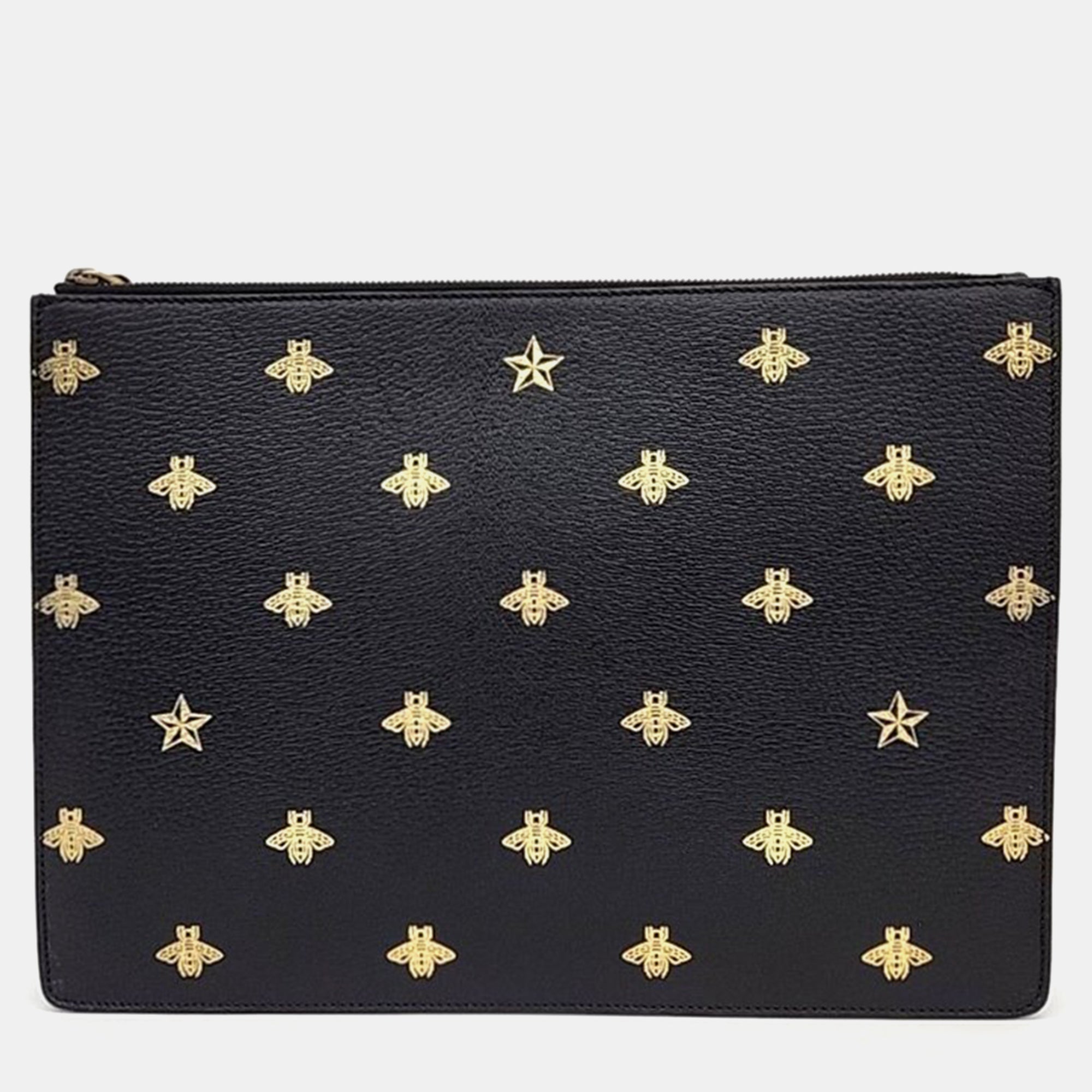 Black Leather Bee Star Clutch for Women - Elegant Evening Bag with Unique Bee Design - Perfect for Parties, Weddings & Special Occasions