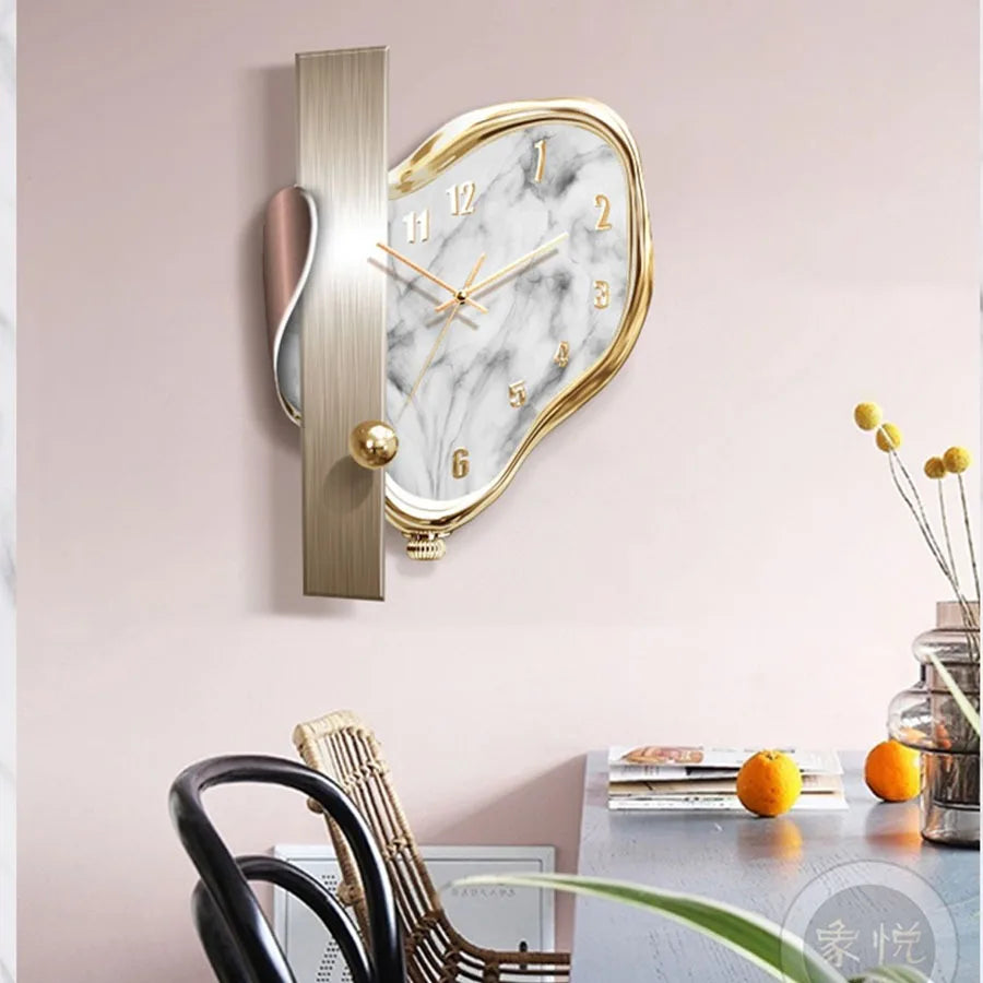 Stylish Modern Dome Swingable Wall Clock - Silent Non-Ticking Battery Operated - Perfect for Living Room, Bedroom, Office & Home Decor