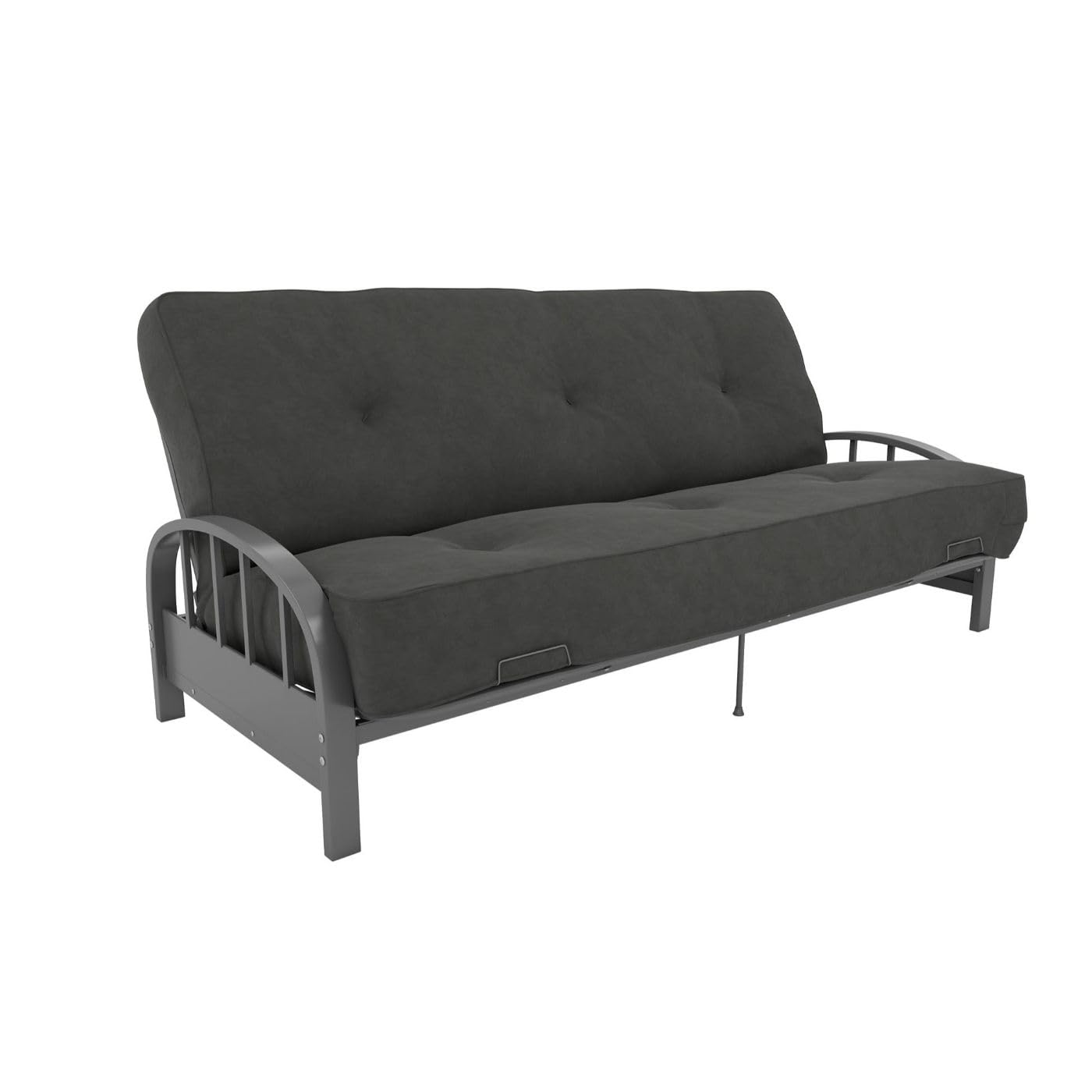 DHP Aiden Full Size Metal Futon Frame in Silver - Space Saving Convertible Sofa Bed for Small Apartments, Guest Rooms & Dorm Living