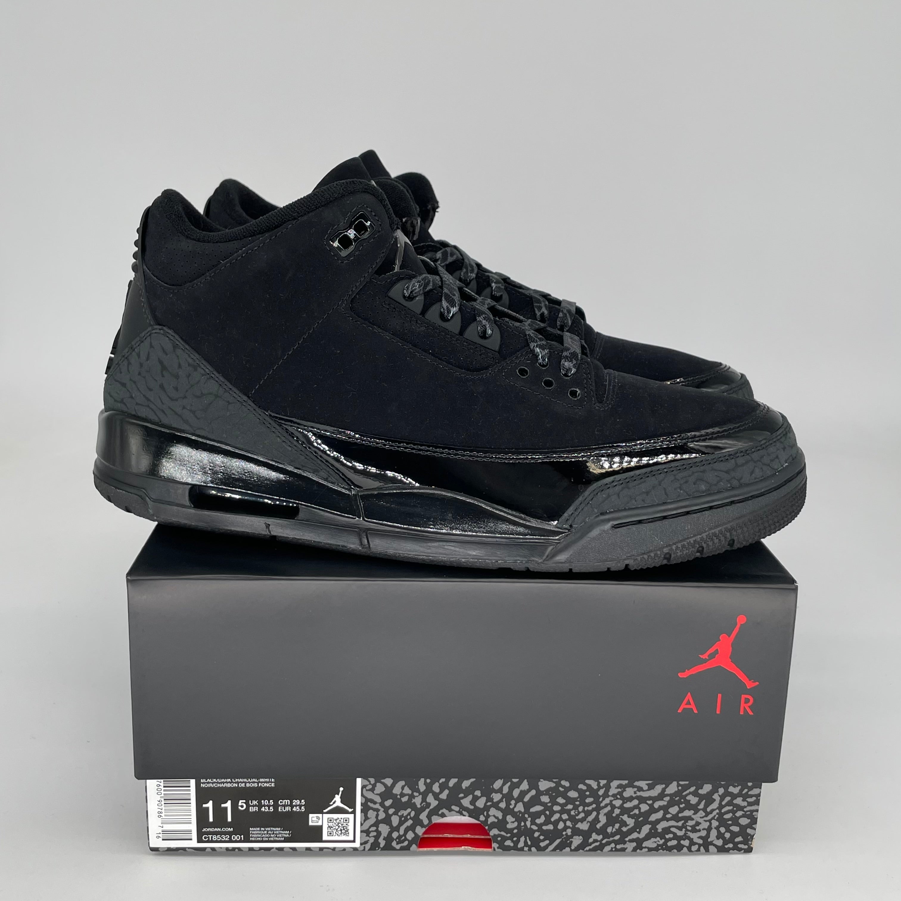 AIR JORDAN 3 Retro Black Cat Men's Basketball Shoes Size 11.5 - Style CT8532-001 | Sneakers for Streetwear, Casual & Basketball Performance