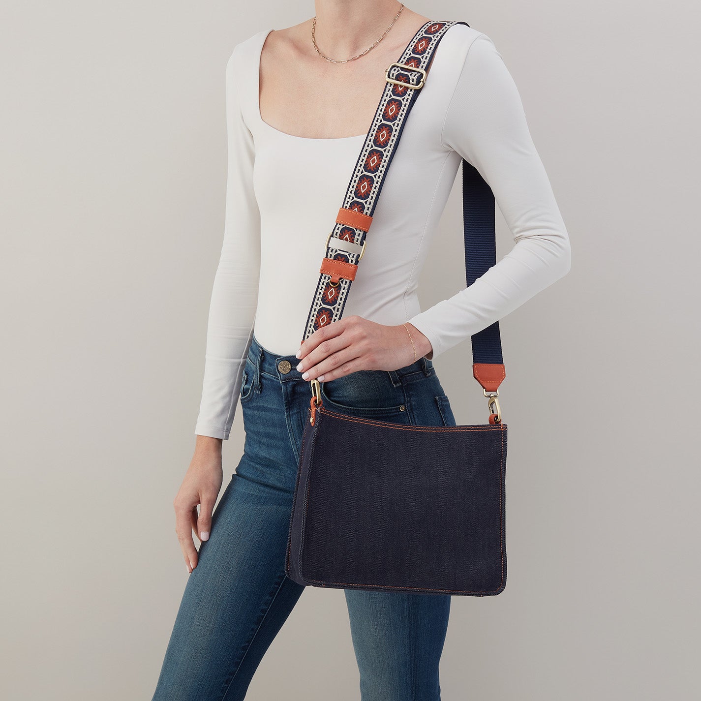 Stylish Cass Crossbody Bag in Dark Denim Fabric - Perfect for Everyday Use, Travel & Shopping