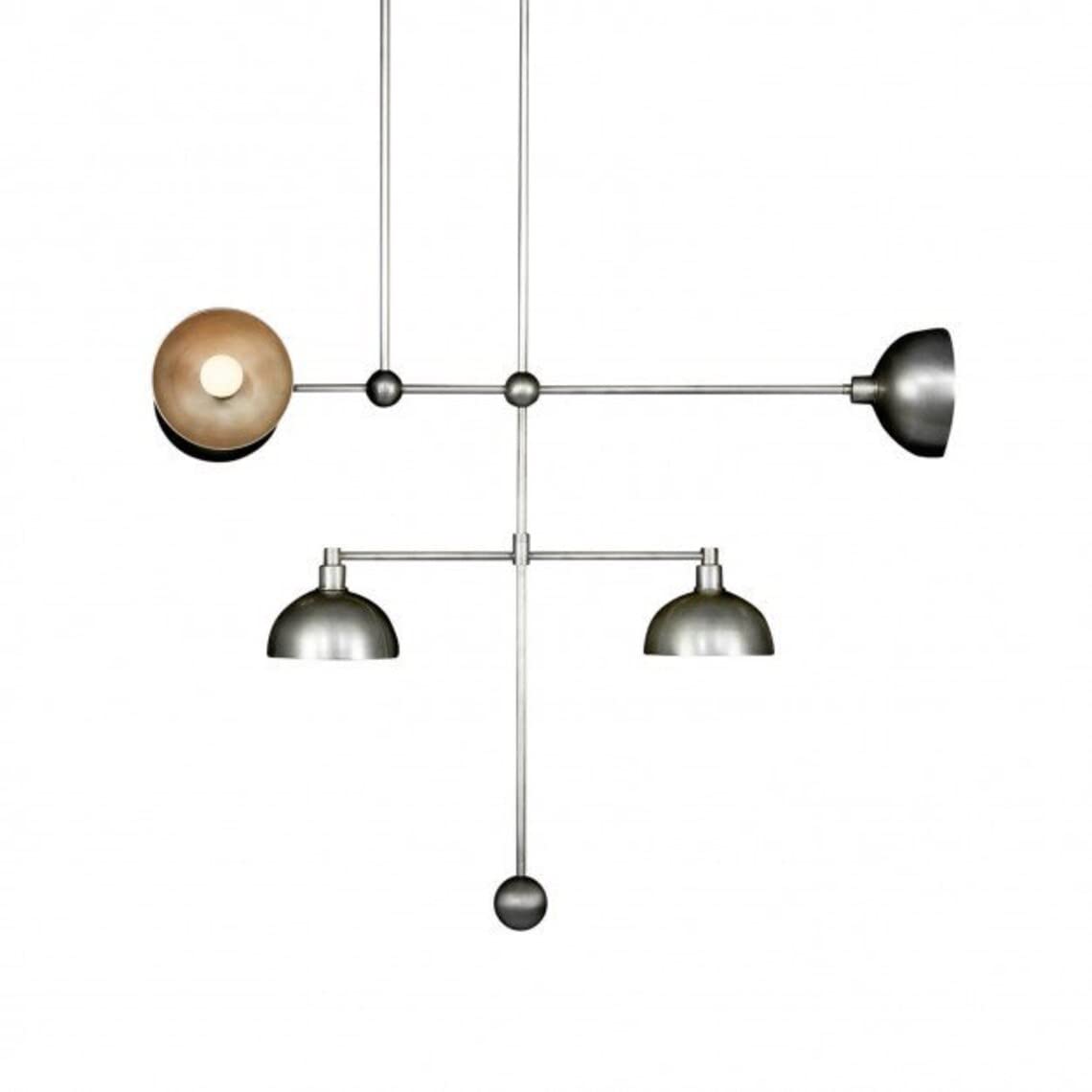 NauticalMart 5-Light Modern Raw Brass Chandelier - Elegant Ceiling Light Fixture for Dining Room, Living Room & Bedroom - Vintage Industrial Pendant Lighting for Home Decor