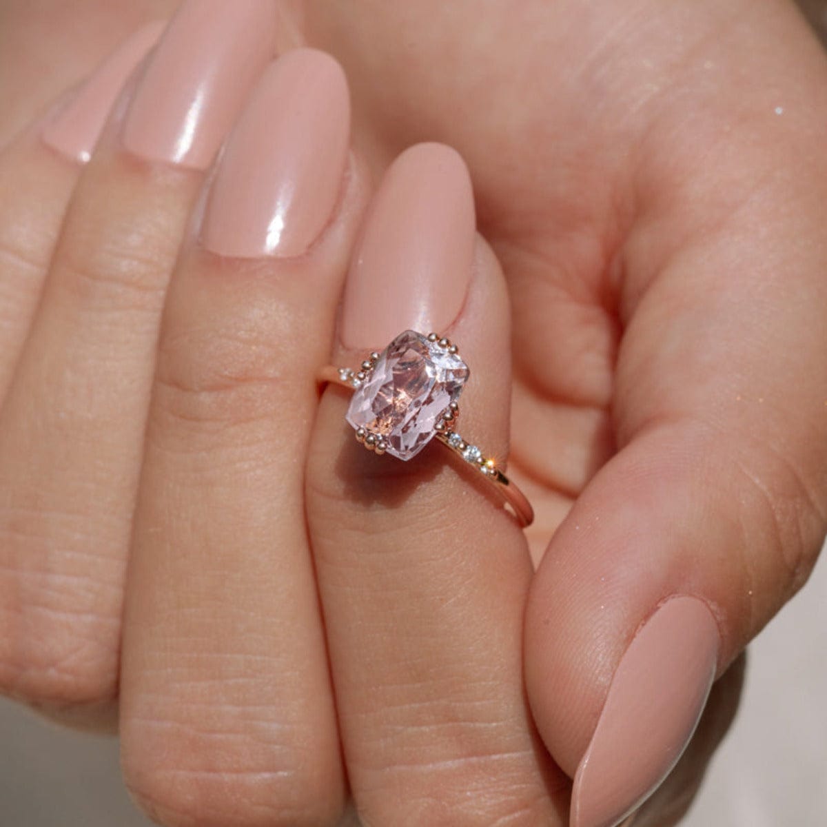 Stunning Morganite Ring with Starry Cushion Cut - Perfect for Engagement, Anniversary & Romantic Gifts