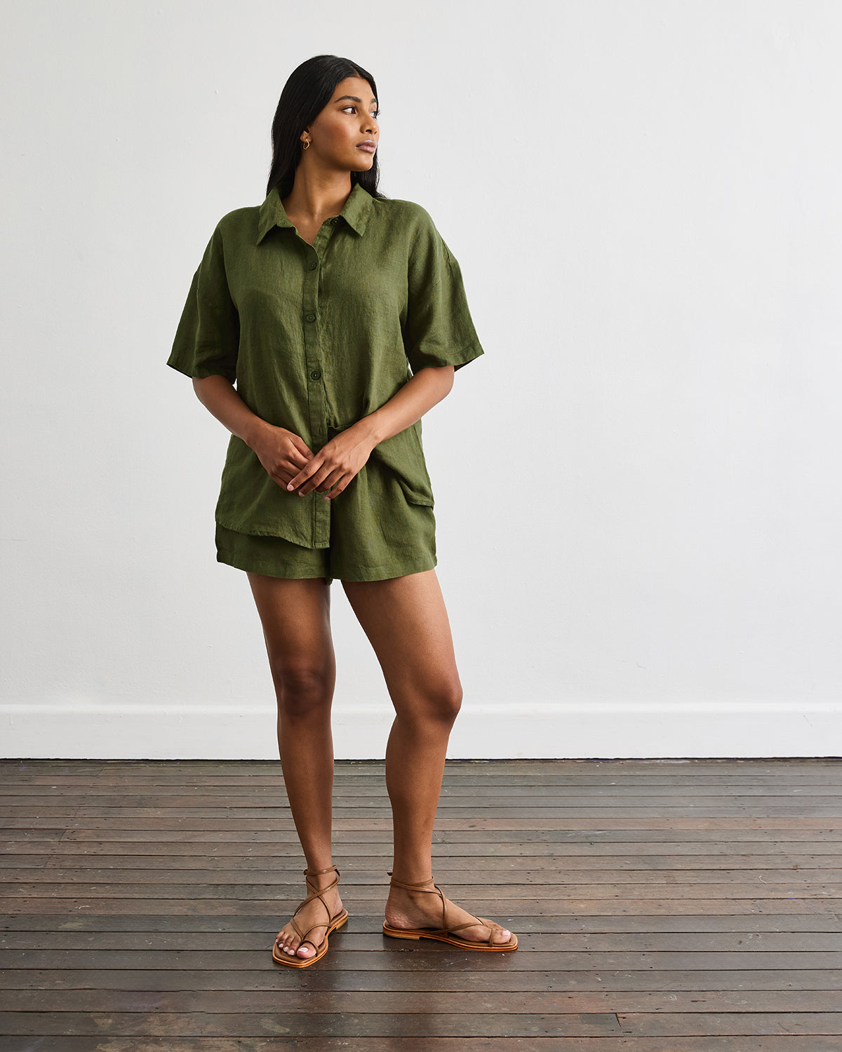 Marina Short Sleeve Shirt for Women - Olive Green Casual Top | Perfect for Summer Outfits, Beach Vacations & Everyday Wear