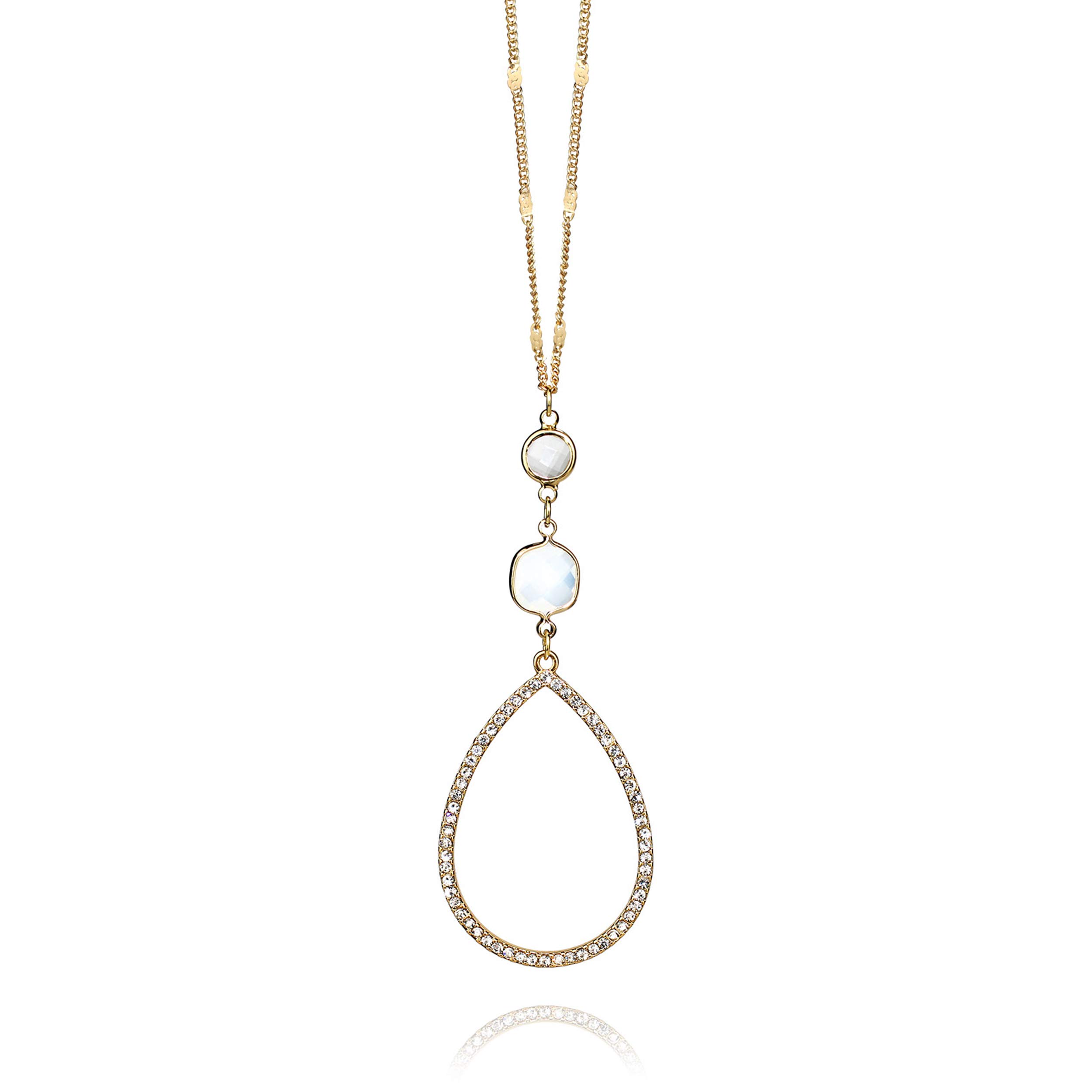 POMINA Fashion Gold Long Chain Necklace with Circle Pendant - Elegant Layering Necklace for Women & Teens | Perfect for Casual Wear, Sweater Pairing and Everyday Jewelry
