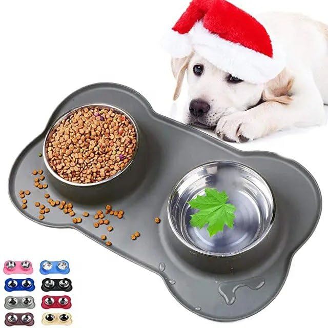 TERXA Non-Slip Pet Bowl Set - Stainless Steel Food & Water Dish for Dogs & Cats - Home & Travel Use