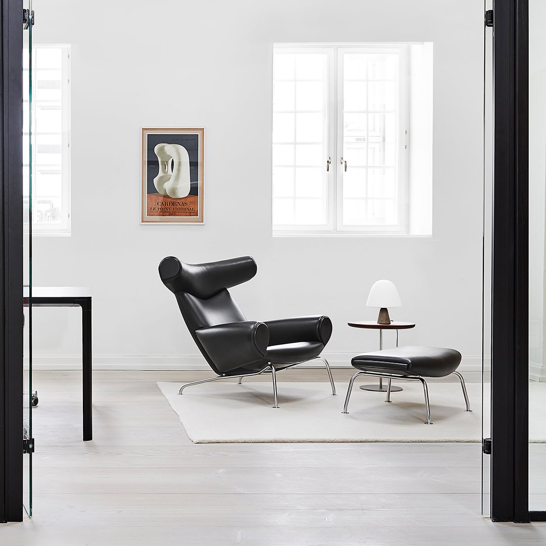Erik Jørgensen Wegner Ox Chair - Mid Century Modern Leather Lounge Chair for Living Room, Office & Reading Nook - Scandinavian Design Replica