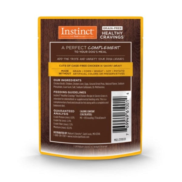 Instinct Healthy Cravings Real Chicken Recipe Grain-Free Wet Dog Food Pouches - High Protein Natural Puppy & Adult Dog Food - Perfect for Travel, Training & Mealtime Toppers