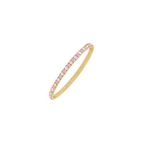 14K Yellow Gold Pink Sapphire and Diamond Eternity Bangle - 5.00 CT TGW - Elegant Jewelry Gift for Women, Anniversary, Birthday & Special Occasions