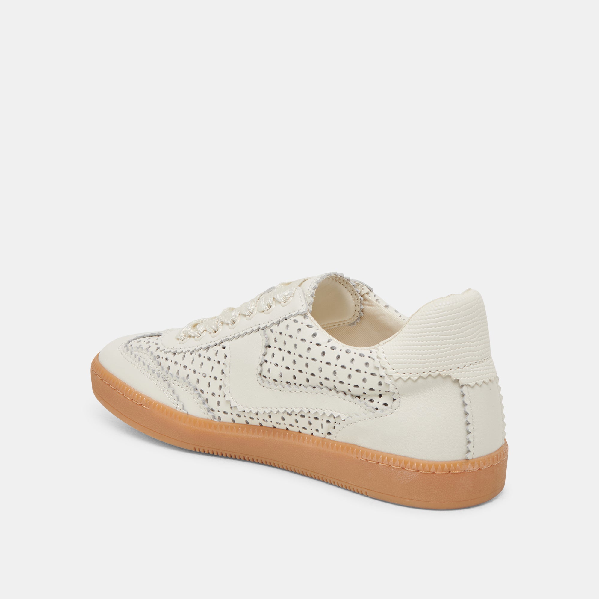 Notice White Leather Perforated Eyelet Sneakers - Comfortable & Stylish Shoes for Casual Wear, Walking, and Everyday Fashion