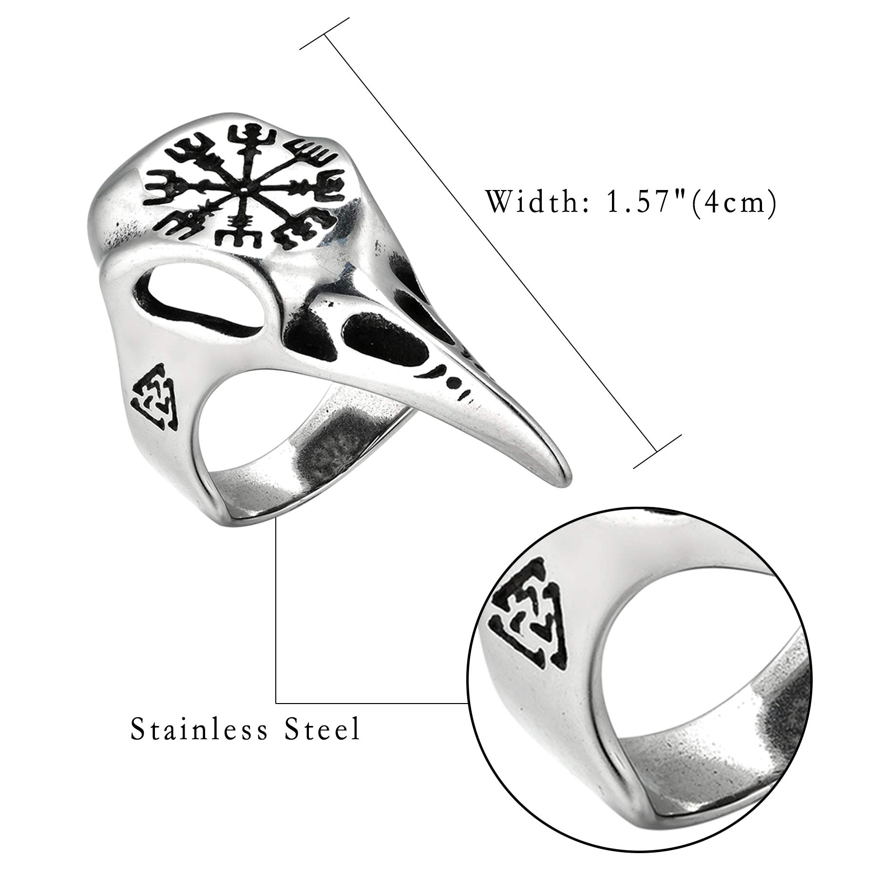 Viking Jewelry for Men - Odin's Ravens Stainless Steel Ring, Nordic Norse Mythology Inspired Band, Size 7-12, Perfect for Christmas Gifts, Viking Cosplay & Medieval LARP Events