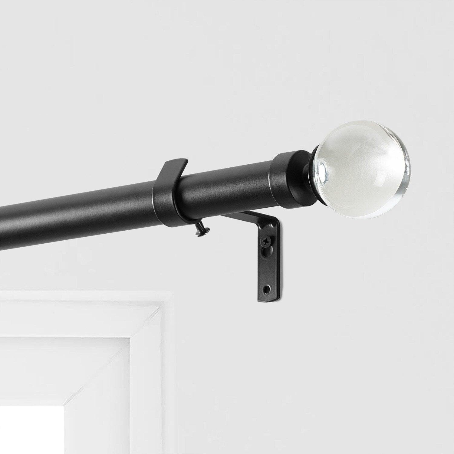 Matte Black Glass Sphere with Extendable Metal Rod Set - Modern Home Decor for Living Room, Bedroom, or Office