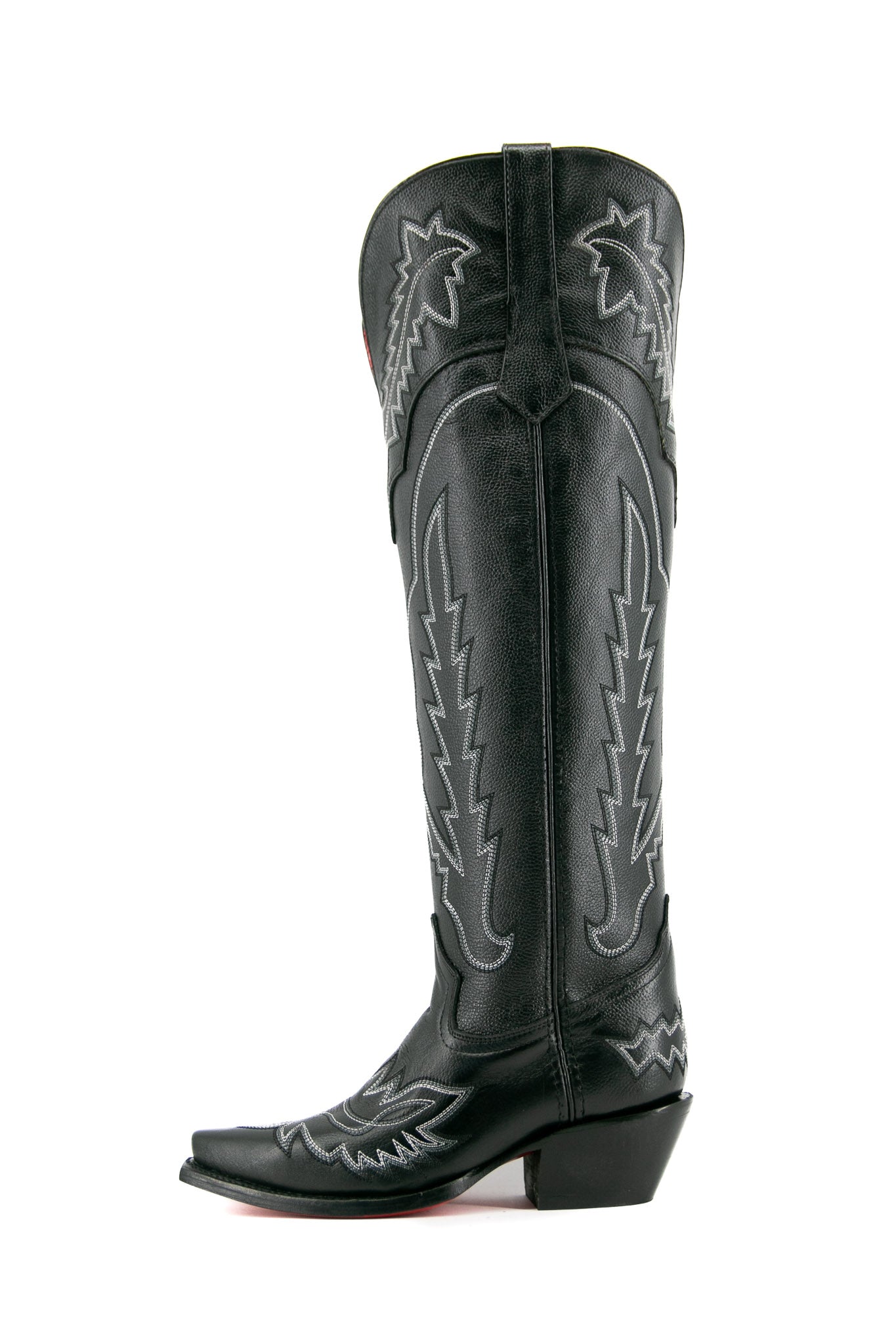 Stylish Maggie Knee High Red Bottom Wide Calf Snip Toe Cowgirl Boots for Women - Perfect for Country Dancing, Rodeos & Western Fashion