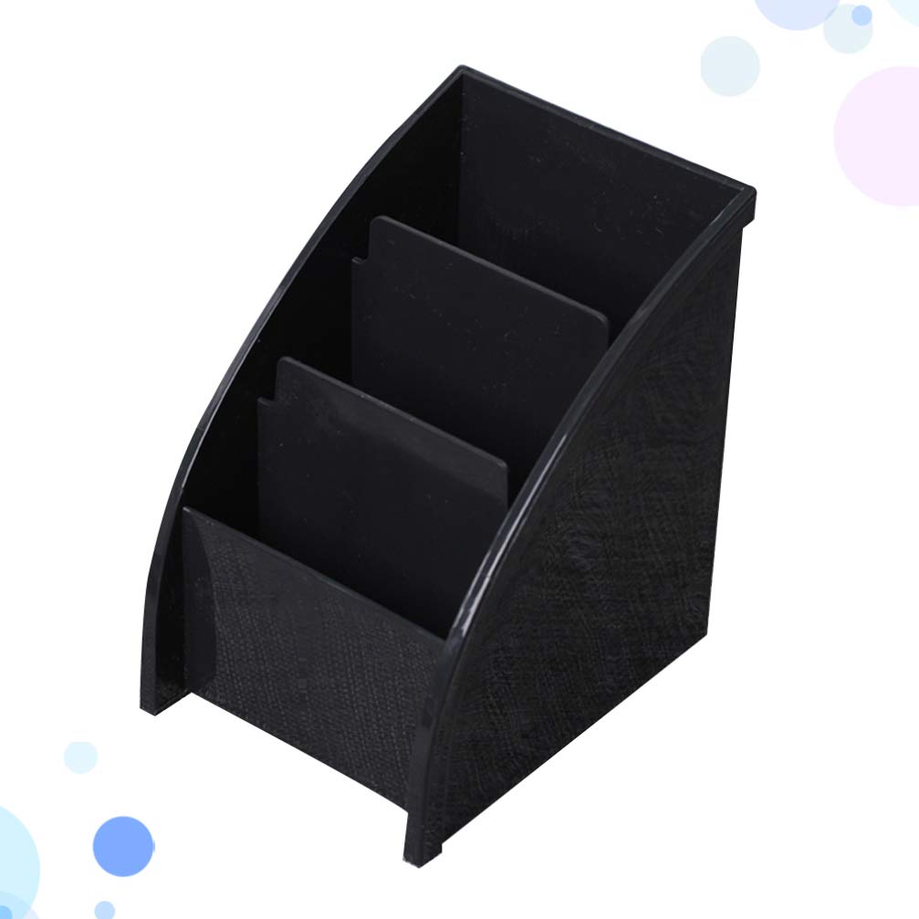 DOITOOL 3-Compartment Remote Control Holder for Table - Desk Organizer for Remote Controls, Pens, Keys, Phone & Makeup | Perfect for Living Room, Bedroom & Office (Black)