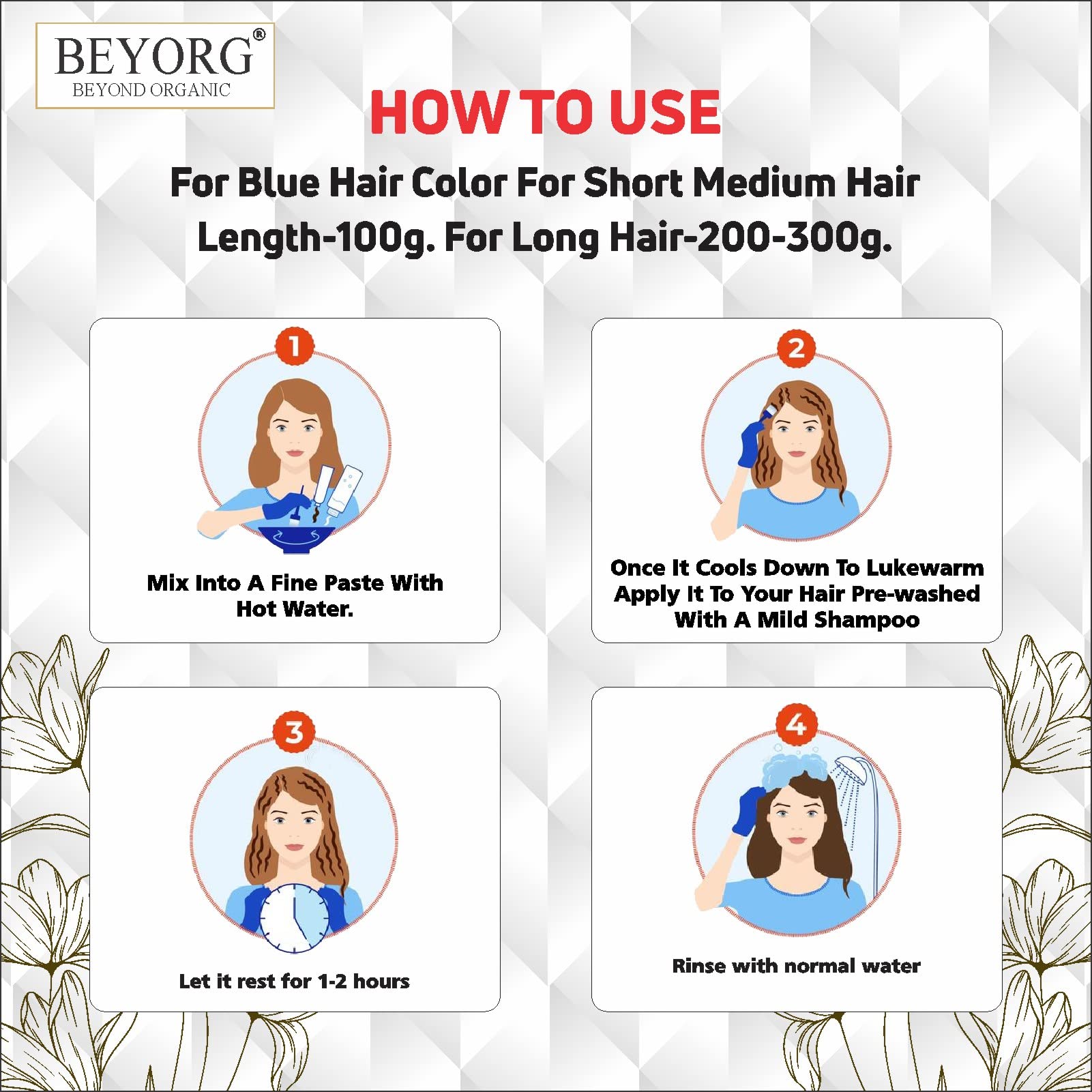 Organic Indigo Powder & Sun-Dried Lemon Peel Powder (200g) - Natural Hair Growth Treatment, Skin Brightening & Face Care | DIY Beauty Recipes for Healthy Hair & Glowing Skin