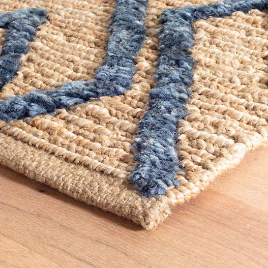 Dash & Albert Marco Navy Jute Soumak Woven Rug - Natural Fiber Area Rug for Living Room, Bedroom & Dining Room - Eco-Friendly Home Decor