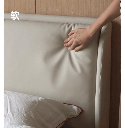 Premium Genuine Leather Bed Frame - First Layer Yellow Cowhide - Elegant Cream Style - Perfect for Master Bedroom, Guest Room & Luxury Home Decor