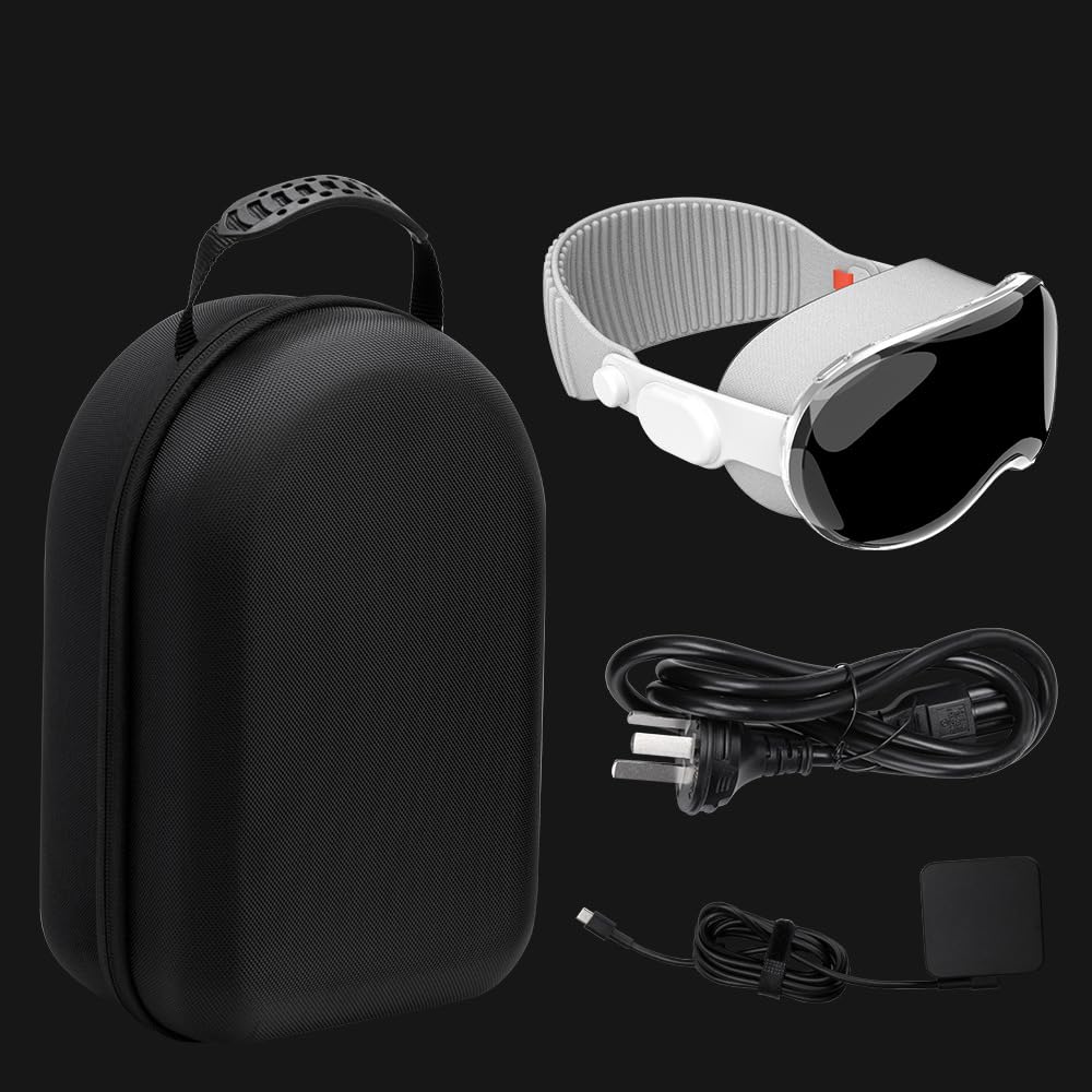 Hard Travel Case for Vision Pro VR Gaming Headset - Shockproof EVA Storage Bag with Carrying Handle - Protective Hard Shell for VR Headset & Game Controllers - Perfect for Travel, Storage & Gaming Sessions