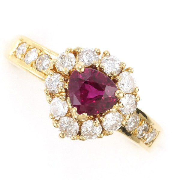 18K Yellow Gold Ruby Diamond Ring for Women - Elegant Vintage Style Engagement & Wedding Jewelry Gift - Perfect for Anniversaries, Proposals & Special Occasions