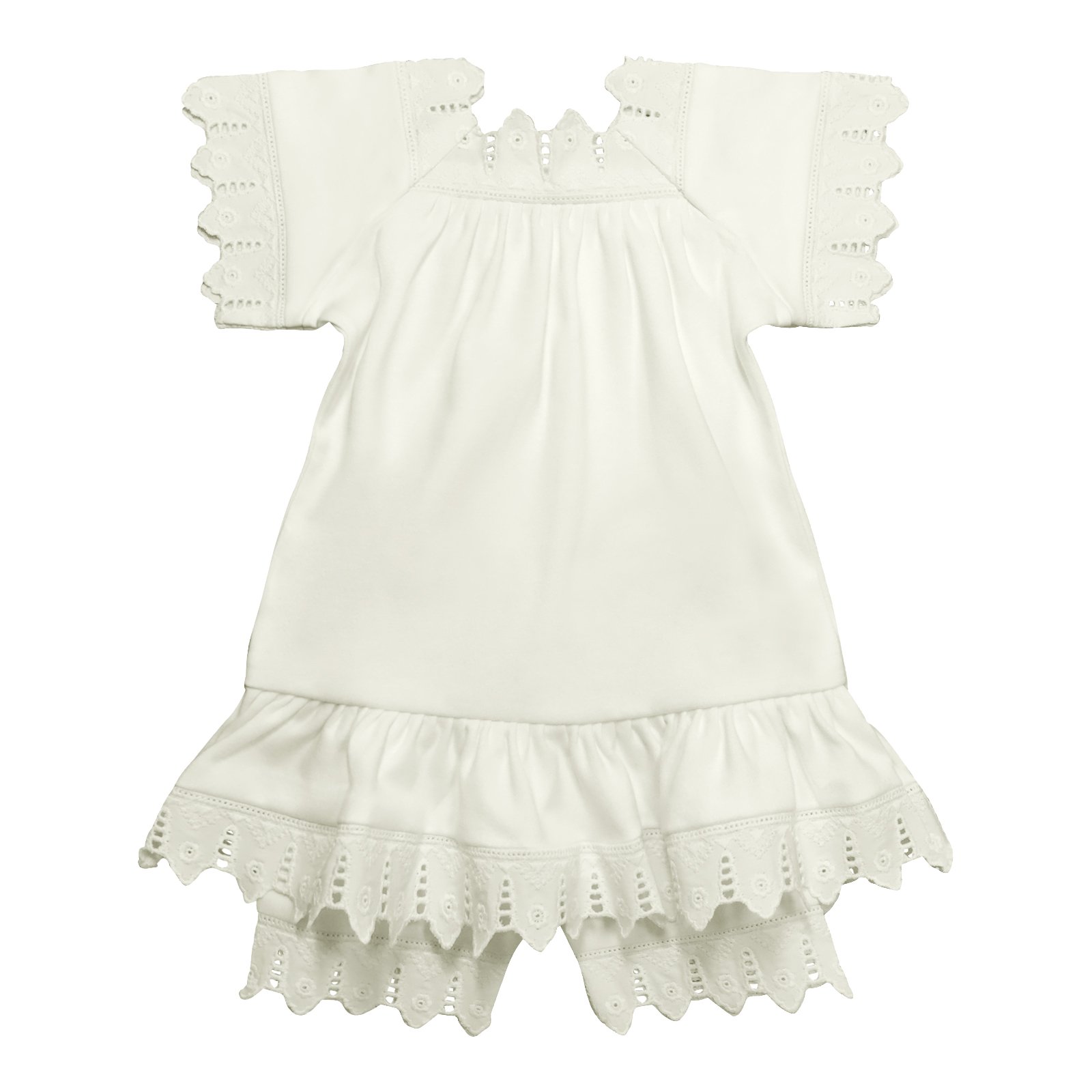 Victorian Organics Baby Girl Chemise Dress & Bloomer Set - 100% Organic Cotton Lace 2-Piece Outfit for Newborns & Infants | Perfect for Christening, Photo Shoots & Special Occasions