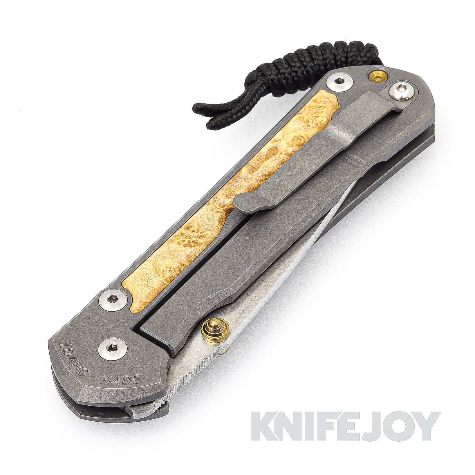 Chris Reeve Knives Large Sebenza 31 Left Hand Drop Point Plain Blade - Double Gold Lugs with Box Elder Inlay Handles - Premium EDC Folding Knife for Outdoor, Camping & Everyday Carry