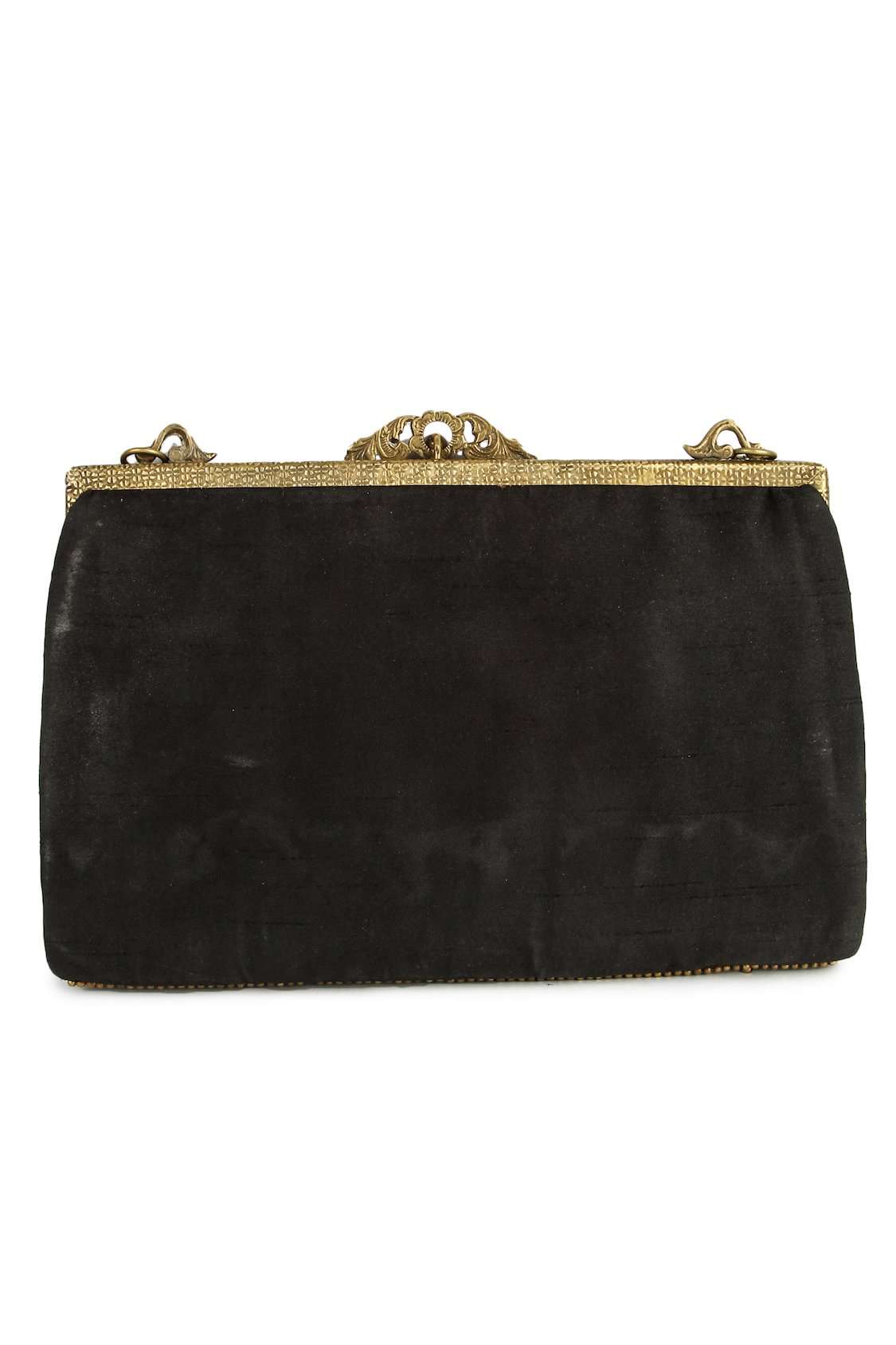 Stylish Ava Black & Gold Brass Frame Handbag for Women - Elegant Evening Clutch for Parties, Weddings & Special Occasions